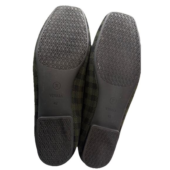 VIVAIA Margot 2.0 Square-Toe V-Cut Flats - Women's EU 42 US 10.5-11 Olive Plaid - Picture 8 of 8